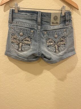 Miss Me Light Wash Embroidered Denim Shorts